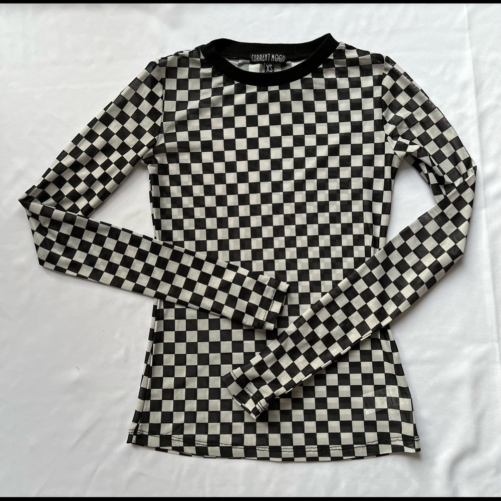 Dolls Kill Current Mood Why Bother Mesh Checkered Top